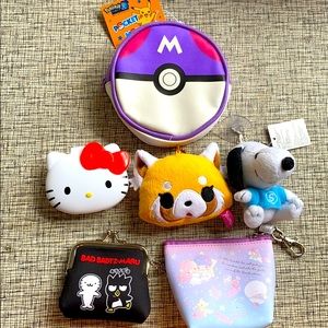 Lot of 6 cute coin-purses/keychains from Japan!